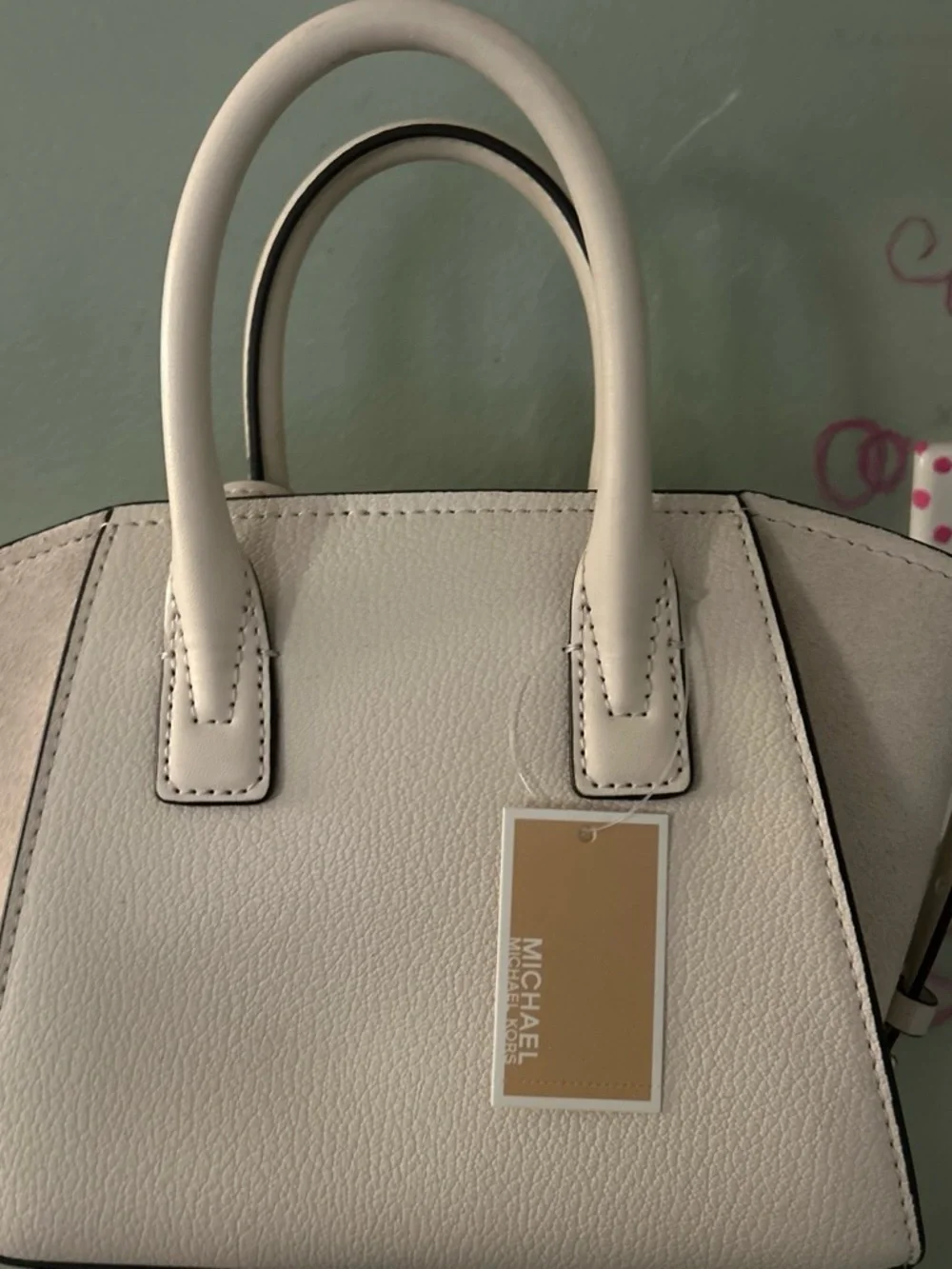 Michael Kors Cream/White Leather Satchel Handbag Purse – Brand New